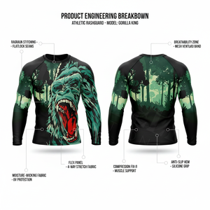 Rashguard Deportivo Casual para BJJ, Running y Entrenamiento, Venta al por Mayor, Calidad Premium, Material de Compresión en Poliéster y Spandex, Sublimado - Product Image 2
