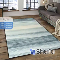 Tapis Shufu en polyester abstrait, fabriqué à la machine, brillant, facile à nettoyer, design moderne, anti-allergène, antidérapant, à poils moyens, pour aspirateur