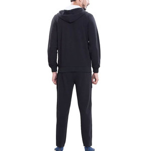 Conjunto Deportivo Premium para Hombre |   Conjunto Deportivo Urbano con Capucha, Chaqueta y Pantalón de Chándal en Negro Obsidiana y Blanco Ártico - Product Image 4