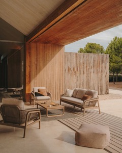 Ensemble de meubles de patio haut de gamme en teck massif avec corde tressée à la main – Ensemble canapé et table basse d'extérieur pour jardin et hôtel de luxe - Product Image 2