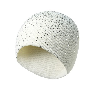 Unisex Beanie Hat With Rhinestone Decoration Gray Solid Color <b>Winter</b> <b>Cap</b> Casual Style 56-58CM Head Circumference - Product Image 4