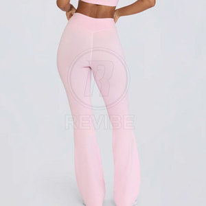 Custom Design Yoga Breathable Mid Waist <b>Flare</b> <b>Legging</b> Spandex Polyester Women's Unique Style - Product Image 4