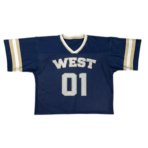 เสื้อฟุตบอลอเมริกัน WASPS สีเขียว คอวี แขนสั้น ระบายอากาศได้ดี สำหรับผู้ใหญ่ แบบยูนิเซ็กซ์ พิมพ์ลายสกรีน 01 โลโก้ด้านหน้า - Product Image 2