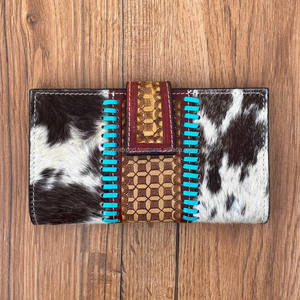 Cartera de cuero de vaca real tallada a mano, funda de teléfono con estampado occidental, Cartera de lujo, multiusos, Cartera de diseñador para mujer - Product Image 4