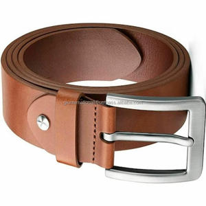 El cinturón informal de cuero puro marrón hecho en La India más vendido para hombres con hebilla de una sola punta de latón de níquel elegante tamaños personalizados - Product Image 2