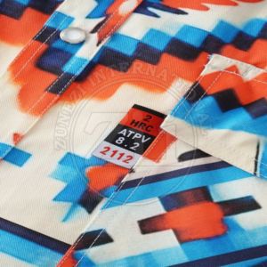 Chemise de travail FRC pour mécanicien, chemise de travail de soudage FR, motif géométrique coloré, manches longues, poches poitrine et fermeture boutonnée - Product Image 5