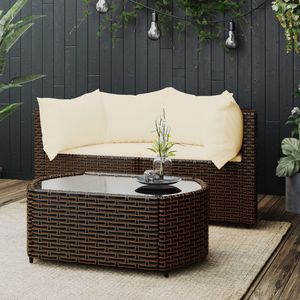 Ensemble de salon de jardin en marron et blanc crème pour usage extérieur - Product Image 1