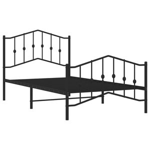 Cadre de lit double en acier noir avec revêtement poudré, lit rectangulaire en métal - Product Image 4