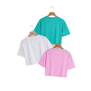 Customizable Puff Printing High Quality Summer Breathable <b>Cotton</b> women's shirt Cropped T-Shirts Fashion Wear Custom Color Logo - Product Image 3