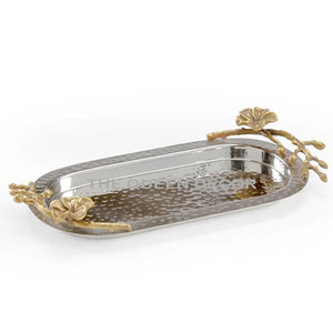 Rectangle Decorative <b>Serving</b> Trays <b>Set</b> without Handles Custom Nordic Unique Modern Large Luxury Silver Metal Creative - Product Image 4