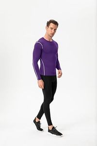 Men's Slim Fit Compression Long Sleeve Eco-Friendly Performance Shirt Premium Quick Dry Base <b>Layer</b> <b>Top</b> Athletic Training - Product Image 2