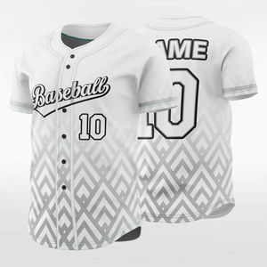 Camiseta de béisbol personalizada con degradado blanco, nombre del equipo, número del jugador, manga corta, con botones, unisex, para adultos, camisa deportiva - Product Image 1