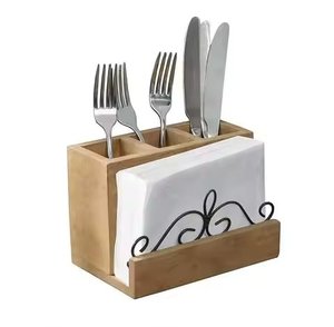 Natural Wooden Utensil Organizer Cutlery Holder for <b>Kitchen</b> Tool Home Restaurant Hotels Counter Top <b>Caddy</b> Holder - Product Image 5