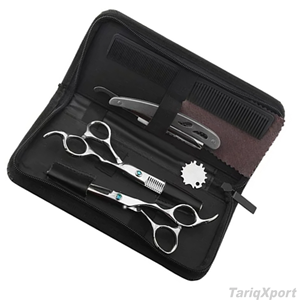 Silver Color Barber Hair Cutting Kit Thinning Scissors <b>Shears</b> German Stainless Steel Hairdressing Razor Kit - Product Image 6