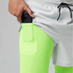 Customized High Elastic Split Hem Two-in-one Oxford Fabric Breathable Quick Dry Eco-Friendly Men's Sports Shorts - Product Image 5
