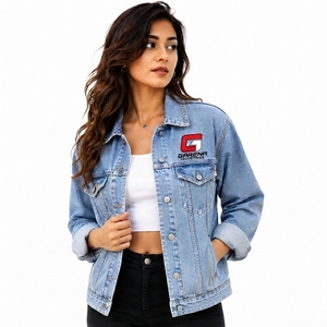 OEM Size Wholesale Manufacturer Private Label Women <b>Denim</b> <b>Jacket</b> Premium Quality Durable Cotton <b>Denim</b> Clothing with OEM Service - Product Image 1
