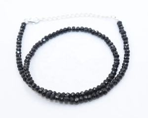 Collier Rondelle à facettes en spinelle noire 3.5mm Perles de spinelle noires Collier en forme de rondelle de 3.5 millimètres - Product Image 1