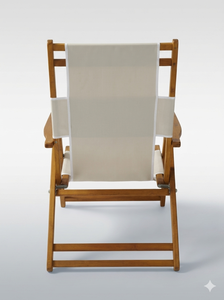 Silla Reclinable Plegable de Madera de Teca Sólida, Silla de Exterior con Tela, Portátil, para Playa, Jardín, Patio, Hotel, Villa - Product Image 2