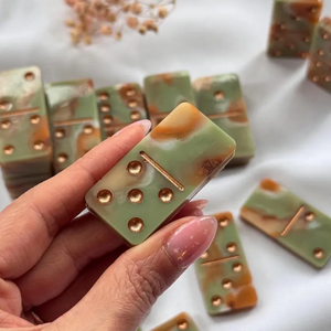Dominos en résine effet onyx faits à la main, jeu double 6 - Product Image 1