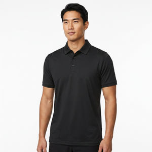 Polo à manches courtes pour homme, noir, 100% polyester, séchage rapide, décontracté, tricoté, design uni, coupe classique - Product Image 5