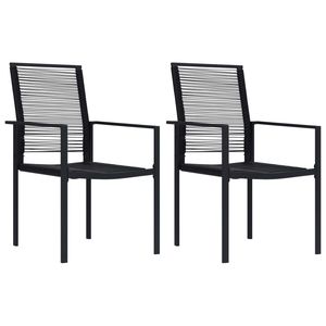 Juego de 2 Sillas de Jardín de Ratán Hueco de PVC Negro con Acero con Recubrimiento en Polvo, Elegantes Asientos para Exteriores - Product Image 1