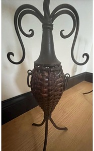 <b>Vintage</b> Style Metal And Rattan Candle Stand For <b>Side</b> <b>Tables</b> Entryway Styling Living Room Bedroom Decorative Accent From India - Product Image 4