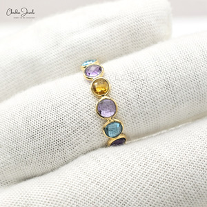 แหวนเพชรพลอยธรรมชาติทรงคุชชั่นคัท 4 มม. หลายเม็ด ประดับเต็มวง 14K ทองคำแท้ พร้อมส่ง เครื่องประดับคุณภาพสูง - Product Image 3