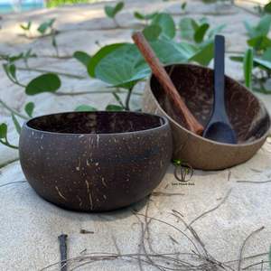 ชามเปลือกมะพร้าวแบบขายส่ง ขนาด 13-14 ซม. พร้อมช้อนไม้มะพร้าว 16 ซม. / ชุดภาชนะใส่อาหารจากธรรมชาติ ราคาโรงงาน - Product Image 6