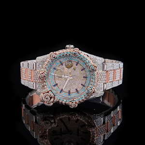 Reloj de Cuarzo de Acero Inoxidable con Incrustaciones de Diamantes para Mujer, Esfera Redonda Analógica de 40 mm, Cierre Desplegable, Reloj de Moda de Lujo - Product Image 1