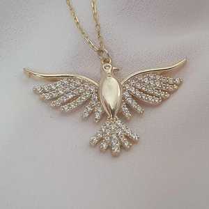 Collier Pendentif Oiseau Colombe Volante, Breloques Hip Hop, Pendentif Moissanite Diamant Sertie, Pendentif Oiseau de Luxe en Argent 925 - Product Image 5