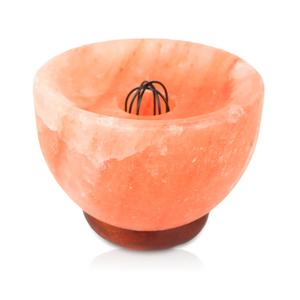 Lampe de sel artisanale en sel de l'Himalaya 100% pur et biologique, avec bol d'abondance à base large de 7 pouces et 6 pierres de massage en forme de cœur pour le corps - Product Image 2