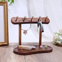 1 Porte-clés en bois avec plateau, support de clés en bois avec 5 crochets, pour table