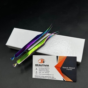 Professionnel En Acier Inoxydable Arc-En-Plasma Volume Fermé Extensions De Cils Pince À Épiler Outil D'isolation Pointu - Product Image 5