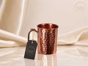 Pedestal Base Pure <b>Copper</b> Moscow Mule Mug Flared Rim Brass <b>Handle</b> Smooth Metal Cocktail Beer Drinking Cup Wholesale - Product Image 4