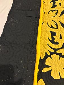 New Arrival 2026 Designer Handmade Black And <b>Yellow</b> Classy And Trendy Style 100% Cotton Material Hawaiian Quilts For Home's - Product Image 2