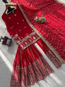 Conjunto Sharara-Suit y Dupatta de Seda Chinon de Primera Calidad con Hilo y Lentejuelas, Nuevo Lanzamiento, Proveedor de Surat - Product Image 6