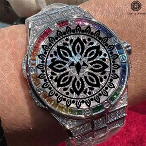 Montre de luxe pour homme Charm, or rose, lunette sertie de diamants, bracelet en acier inoxydable rouge, mouvement mécanique analogique, date automatique, boîtier de 40 mm - Product Image 4