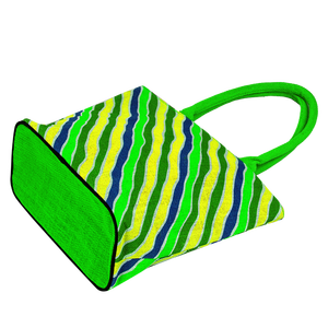 Sacs à provisions fourre-tout en jute à rayures sur toute la surface Joli design à la mode fait à la main au Bengale occidental en Inde - Product Image 6