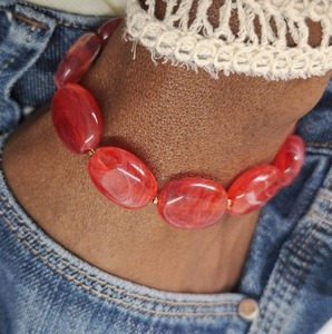 Bracelets élastiques faits main en perles de résine géométriques irrégulières exagérées et perles acryliques ovales, cadeaux pour femmes, artisanat en résine - Product Image 6
