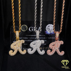 Collier Hip Hop avec pendentif initial D en diamant Moissanite glacé, bijoux personnalisés avec lettres - Product Image 3