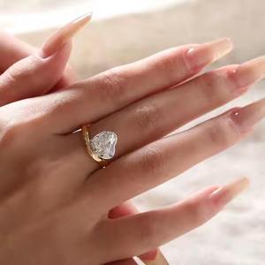 Two Tone 2.5 CT Trendy Heart Cut Bezel Set <b>Solitaire</b> Cubic Zirconia Engagement <b>Ring</b> 925 Sterling <b>Silver</b> Wedding Anniversary Gift - Product Image 3