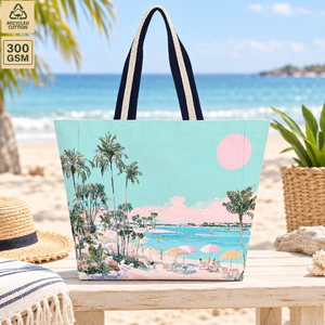 กระเป๋าผ้าแคนวาสสีขาวธรรมชาติสำหรับชายหาด พิมพ์ลายดิจิทัล ขนาด 40x40x15 ซม. รับทำโลโก้ตามสั่ง ขายส่ง OEM แบรนด์ส่วนตัว SNCH163AC Pr - Product Image 5