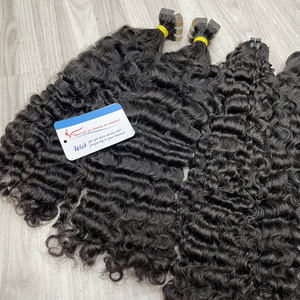 Super precio de venta Black Steam Burmese Curly Bundle 100% Cinta vietnamita en extensiones de cabello Sin enredos Sin desprendimiento Super sedoso - Product Image 5