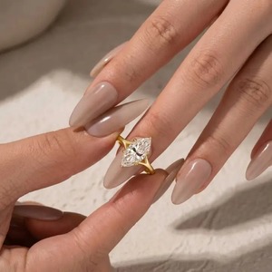 925 Moissanite Diamond Marquise Cut <b>Solitaire</b> Engagement <b>Ring</b> Travel <b>Ring</b> In Sterling <b>Silver</b> with D Color&VVS Clarity for Women. - Product Image 5