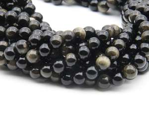 Lot en gros de perles de bijoux certifiées en obsidienne naturelle, rondes, facettées, calibrées, non traitées - Product Image 4