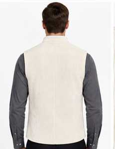 Men's Corduroy <b>Vest</b> Mandarin Collar Button Closure Full <b>Sleeve</b> - Product Image 4