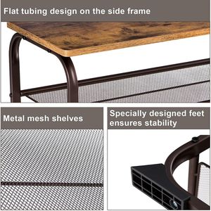 Industrial 3-Tier Shoe Rack <b>Bench</b> with Wood Top and Steel Frame, Entryway Storage Shelf for Hallway and Living Room - Product Image 5