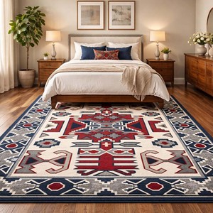 Tapis traditionnel tribal, tapis doux pour salon et chambre, tapis géométrique vintage tufté à la main, style de décoration intérieure de luxe - Product Image 5