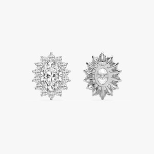 Pendientes de Diamantes Cultivados en Laboratorio con Halo Ovalado de Diseño Moderno en Oro Blanco de 14K, Marca HIPHOPSTAR, Certificados por IGI - Product Image 6