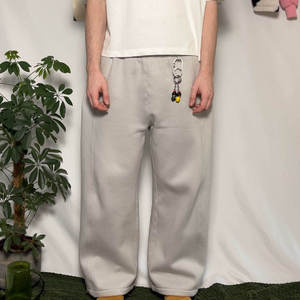 Men's <b>White</b> Polyamide Anti-Wrinkle Drawstring Sweatpants Elastic Waist Side Pockets Casual Autumn Midweight Knitted <b>Joggers</b> - Product Image 2